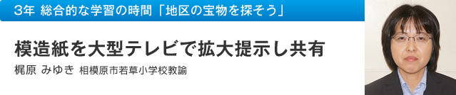 模造紙を大型テレビで拡大表示し共有