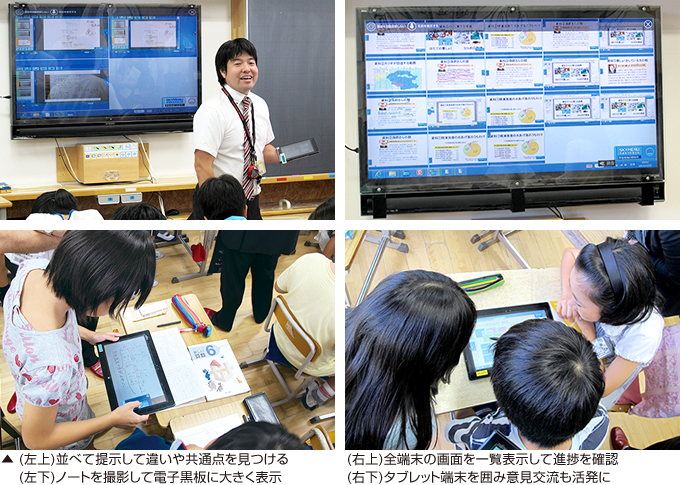 教室でタブレット端末を使用する様子