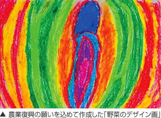 農業復興の願いを込めて作成した「野菜のデザイン画」