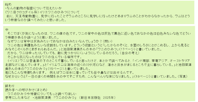 はじめ、なか、おわりの内容・つながりを考える「構成メモ」