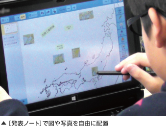 ［発表ノート］で図や写真を自由に配置