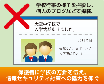 保護者に学校の方針を伝え、情報セキュリティ対策への協力を仰ぐ