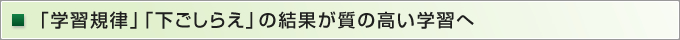 「学習規律」「下ごしらえ」の結果が質の高い学習へ